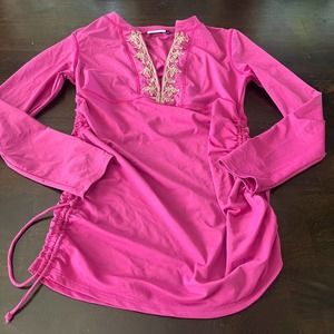 Cabana Life Long Sleeve Pink Gold Rashgaurd Size M Womens